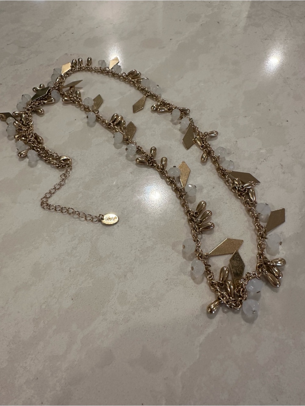 Claire's Gold-Tone Layered Necklace with White Beads